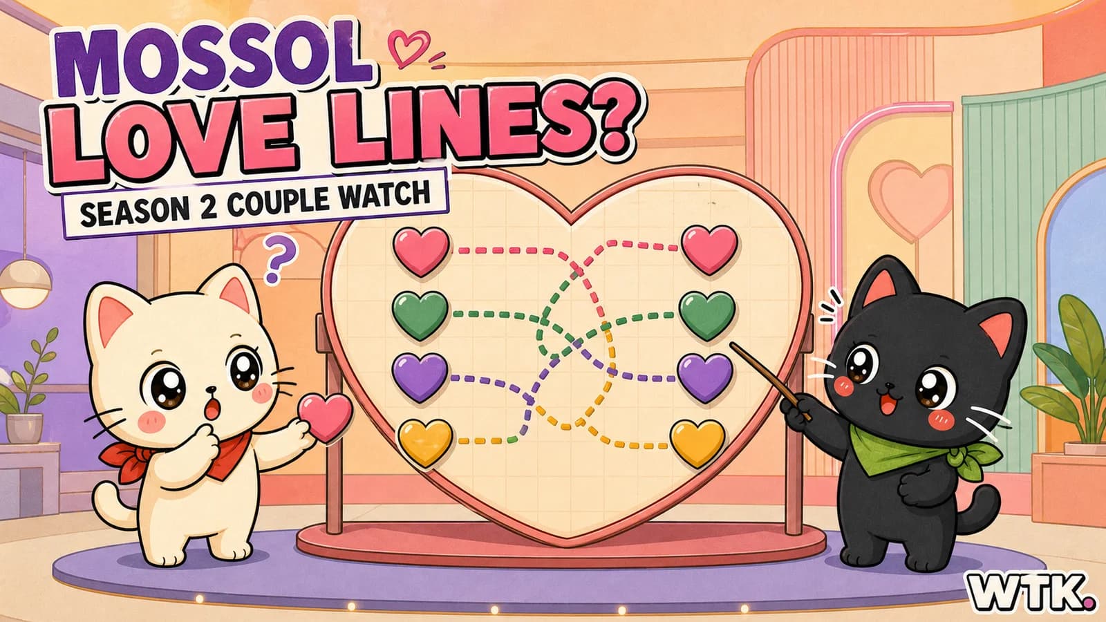 Bori and Hodu untangle mossol love lines on a heart-shaped Season 2 couple prediction board